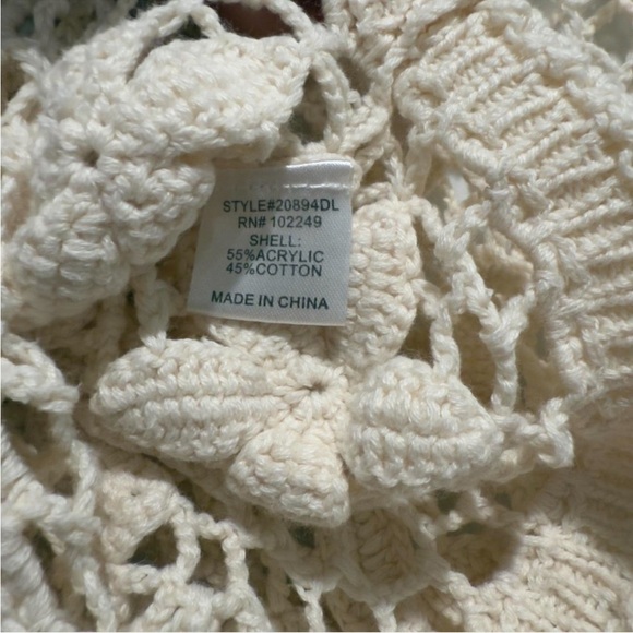 Skies Are Blue Ivory Floral Crochet Tank Top Sheer Blouse, Summer Boho Festival - Picture 8 of 8